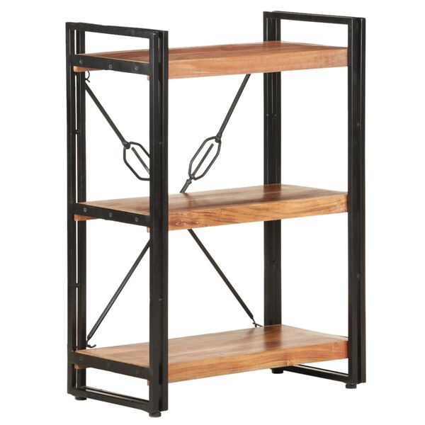 vidaXL Bookcase Natural Wood Solid Acacia Wood, Powder-Coated Steel Medium