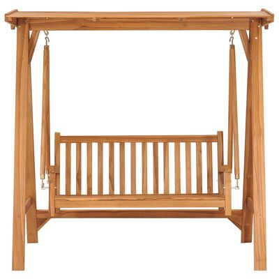 vidaXL Swing Bench with Black Cushion 66.9" Solid Teak Wood
