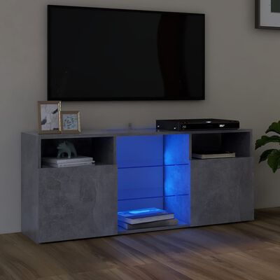 vidaXL TV Cabinet with LED Lights Concrete Gray 47.2"x11.8"x19.7"