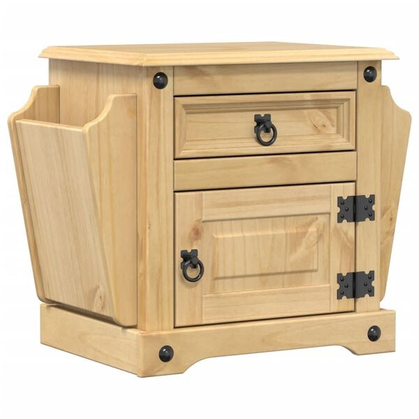 vidaXL Bedside Cabinet Honey Brown Solid pine wood Compact