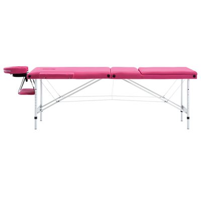 vidaXL Foldable Massage Table 3 Zones Aluminum Pink