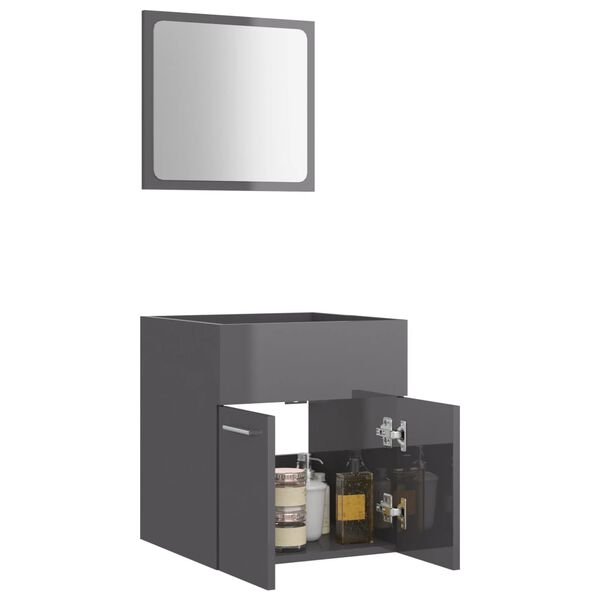 vidaXL Bathroom Furniture Set High gloss grey Engineered wood, acrylic