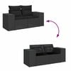 vidaXL Garden Sofa Set Black Poly Rattan Large Adjustable Armrests