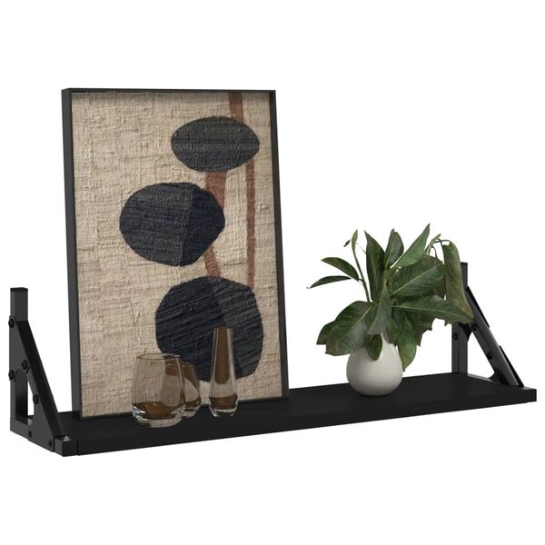 vidaXL Wall Shelf Set of 2 Black Engineered wood 23.6x5.9x6.1 in