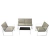 vidaXL Garden Sofa Set White frame, Black seat, Grey cushions