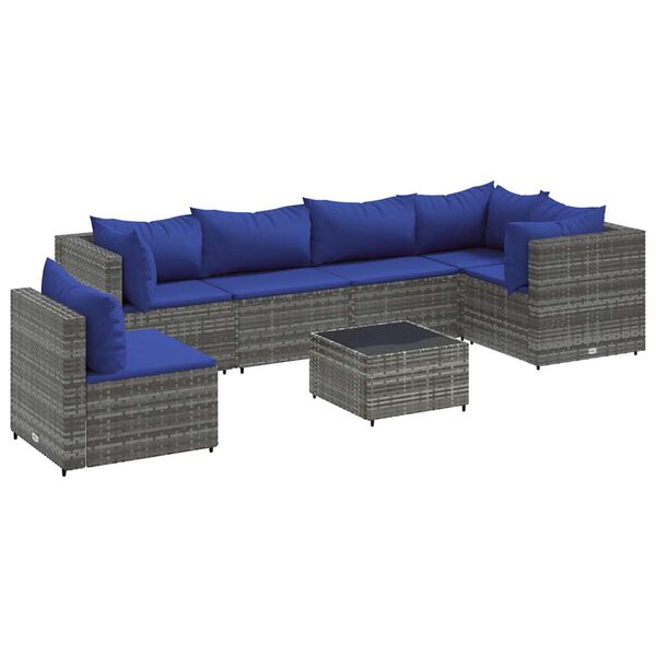 vidaXL Patio Lounge Set Grey PE rattan Medium Modular