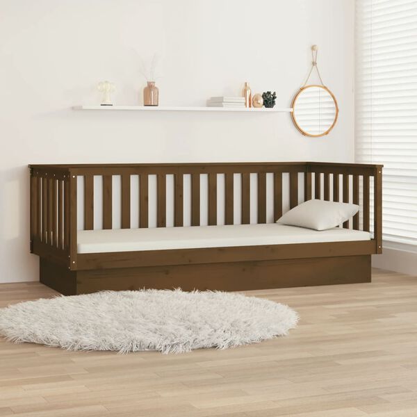 vidaXL Day Bed Honey Brown Solid pine wood Twin Convertible