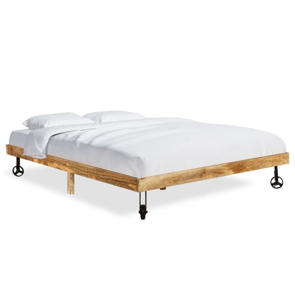 vidaXL Bed Frame Natural wood Solid mango wood Double - 79 x 79 in