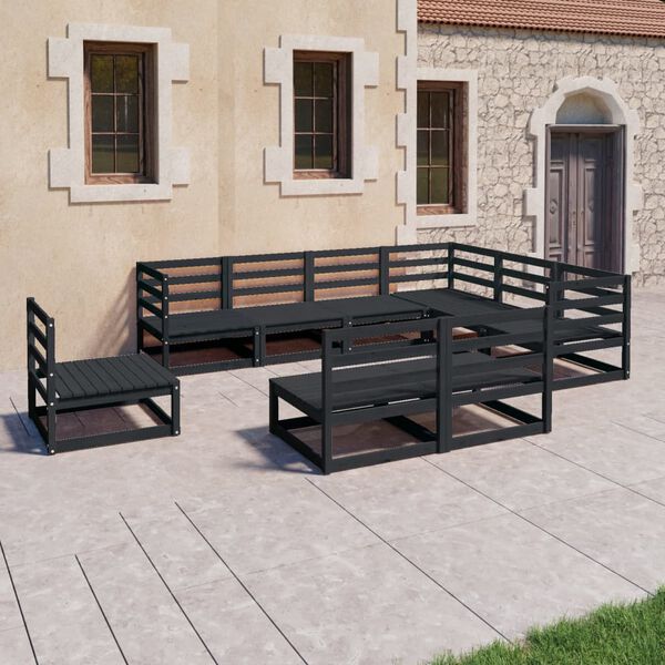 vidaXL Garden Lounge Set Black Solid Pine Large Modular