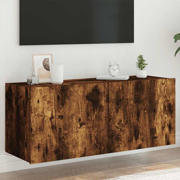 vidaXL TV Wall Cabinet Smoked oak Engineered wood TV Wall Cabinet