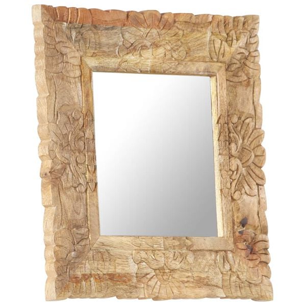 vidaXL Mirror Natural mango wood color Solid mango wood 19.7x19.7 in