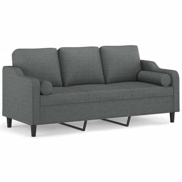vidaXL 3-seater Sofa Dark Grey Fabric (100% polyester), Metal, Textilene
