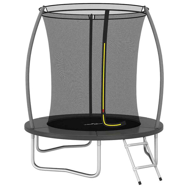 vidaXL Trampoline Set Black and Grey Galvanized Steel, PVC, PP, PE Medium