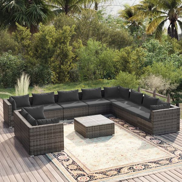 vidaXL Garden Lounge Set Gray, Charcoal