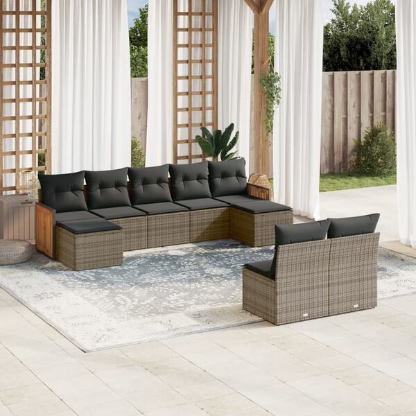 vidaXL Garden Sofa Set Grey PE rattan Large Modular Garden Sofa Set