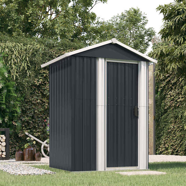 vidaXL Garden Shed Anthracite Galvanized Steel Medium Garden Shed