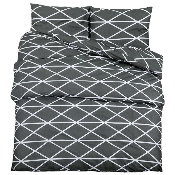 vidaXL Duvet Cover Set Grey 100% Cotton King Lightweight