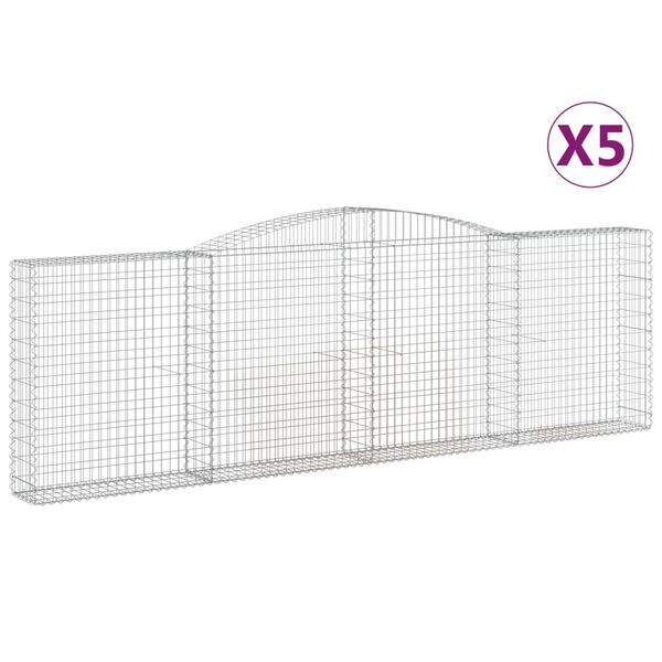 vidaXL Gabion Basket Set of 5 Silver Galvanized iron