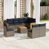 vidaXL 9 Piece Garden Sofa Set with Cushions Grey Poly Rattan