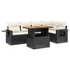 vidaXL Garden Sofa Set Black PE rattan Large Adjustable Armrests