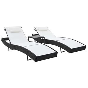 vidaXL Sunlounger Set of 2 Black and white