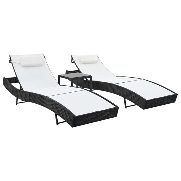 vidaXL Sunlounger Set of 2 Black and white