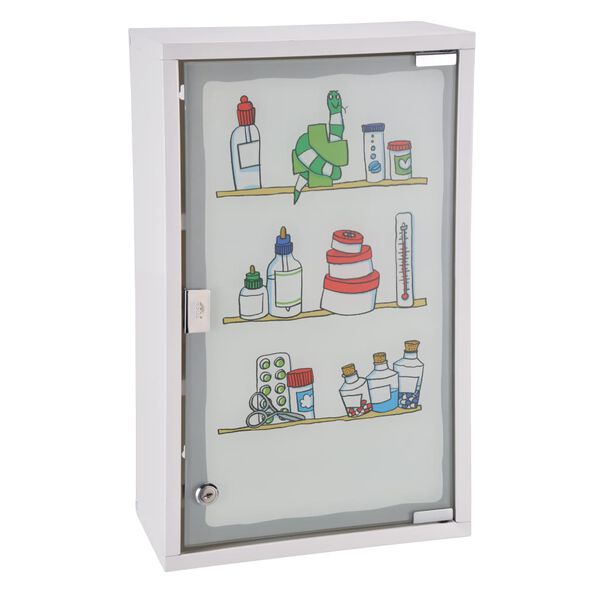 HI Medicine Cabinet White and Transparent Stainless Steel and Tempered Glass