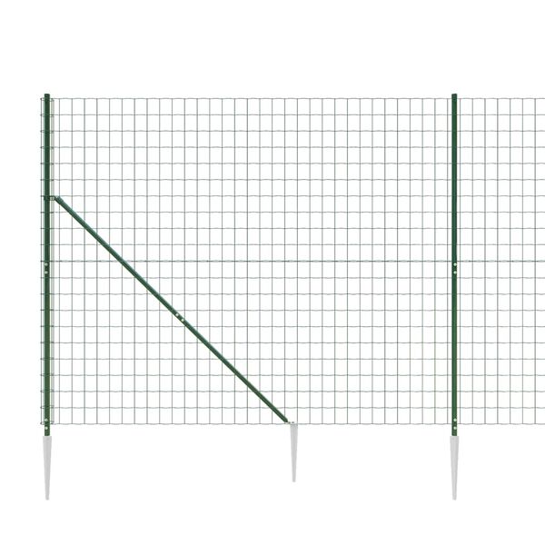vidaXL Wire Mesh Fence with Spike Anchors Green 7.2x32.8'