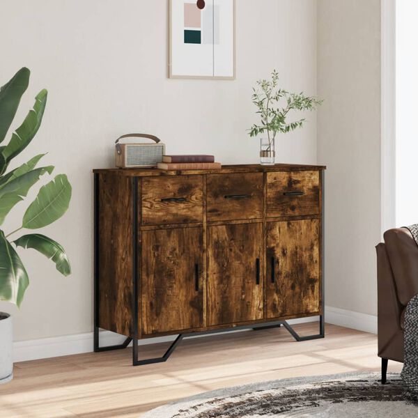 vidaXL Sideboard Smoked oak Engineered wood, metal Medium Sideboard