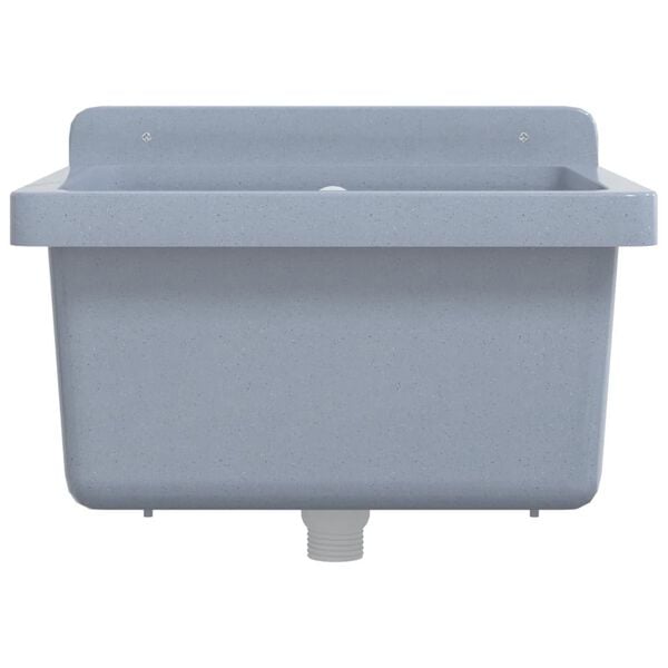 vidaXL Sink Washbasin for Wall Mounting Grey 15.7x15.7x9.4" Resin