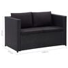 vidaXL Patio Sofa Set Set of 3 Black PE Rattan 3-Piece Set