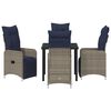 vidaXL Table and Chair Set with Cushion 5 pcs Grey PE Rattan