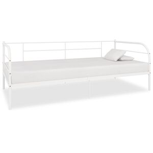vidaXL Day Bed Frame White Metal, plywood, plastic 35.4x78.7 in