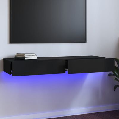 vidaXL TV Stand with LED Lights Black 47.2"x13.8"x6.1"