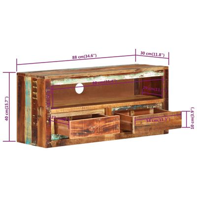 vidaXL TV Cabinet 34.6"x11.8"x15.7" Solid Wood Reclaimed