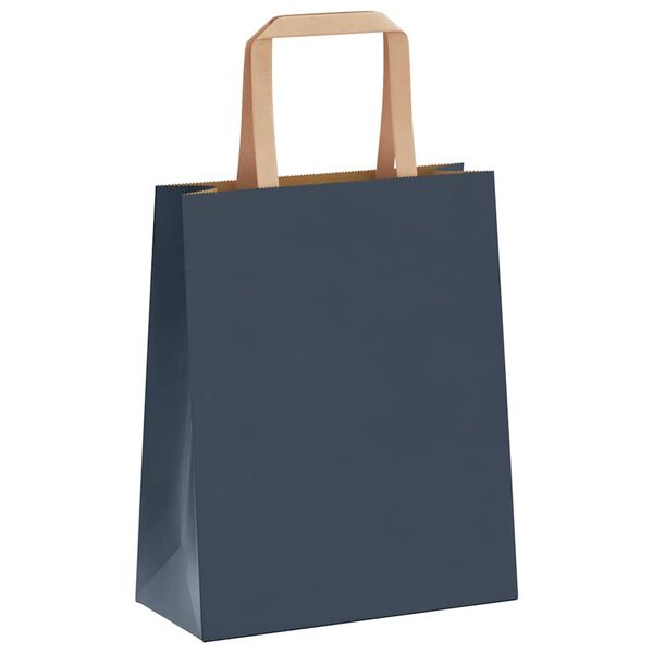 vidaXL Paper Bags 250 pcs with Handles Blue 18x8x22 cm