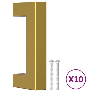 vidaXL Cabinet Handle Set of 10 Gold Stainless steel Standard Durable