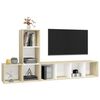 vidaXL TV Cabinet Set White and Sonoma Oak Engineered Wood Medium