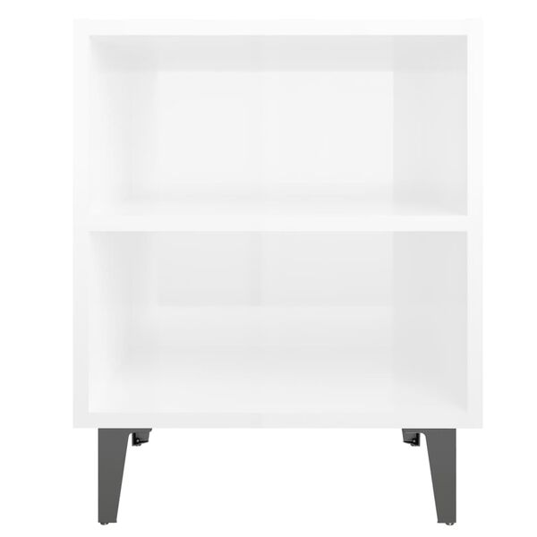 vidaXL Industrial Bedside Cabinet High gloss white Engineered wood, metal
