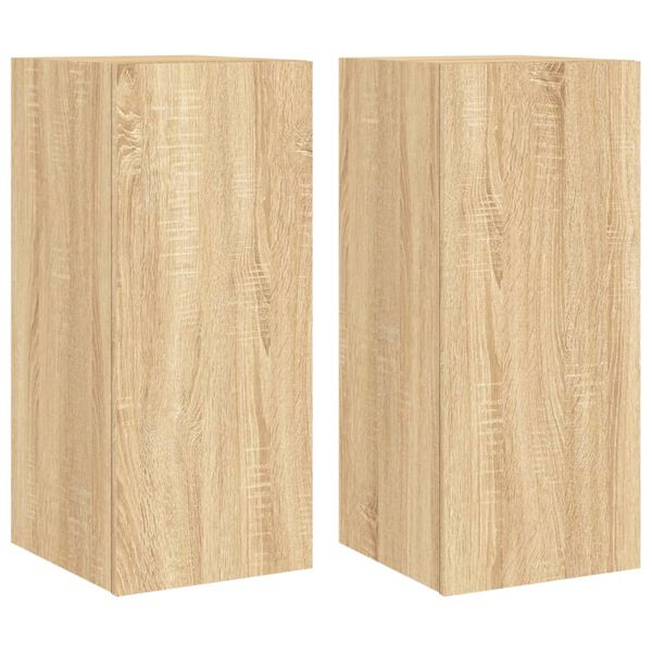 vidaXL TV Wall Cabinet Set of 2 Sonoma oak Engineered wood Compact
