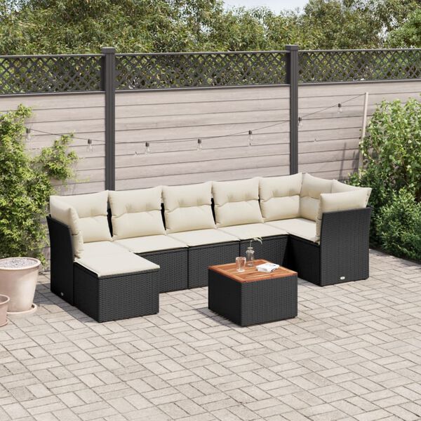 vidaXL Garden Sofa Set Black, Cream white, Brown