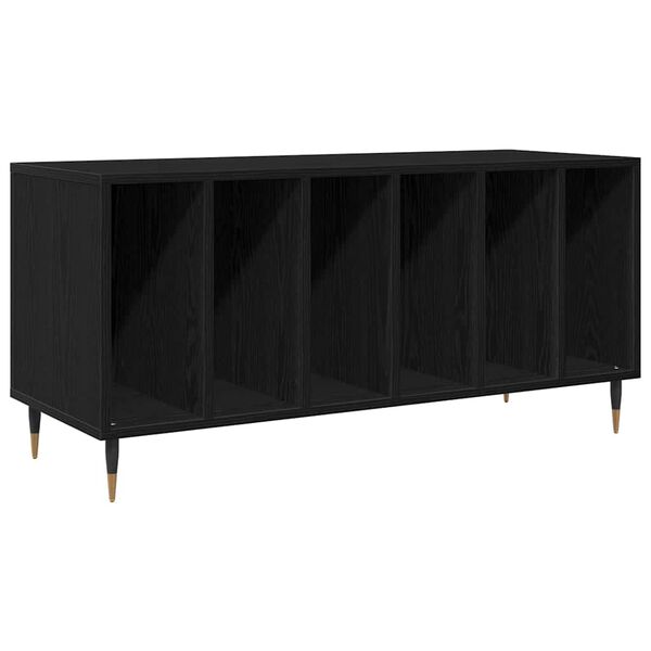 vidaXL Record Cabinet with Shelf Black Oak 39.37 x 14.96 x 18.90 in