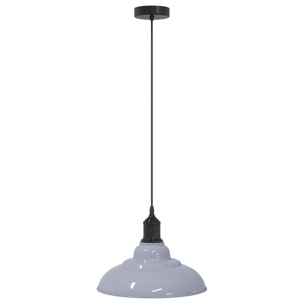 vidaXL Pendant Lamp Gloss grey, White Metal 12.2 in Ø Height-Adjustable