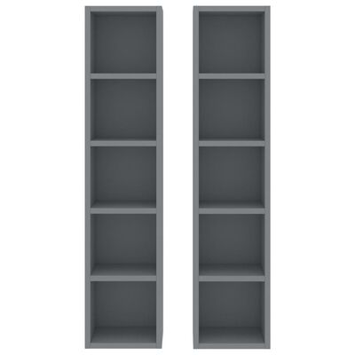 vidaXL CD Cabinets 2 pcs Gray 8.3"x6.3"x36.8" Engineered Wood