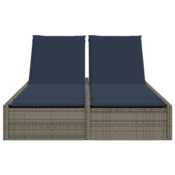 vidaXL Patio Double Sun Lounger Grey, Navy blue