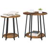 vidaXL Side Table Set with Shelf 2 pcs Old Wood and Black