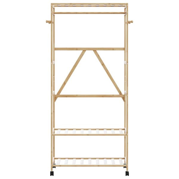vidaXL Clothes Rack Bamboo Bamboo with varnished finish Medium