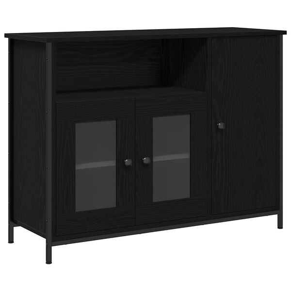 vidaXL Sideboard Black oak 100 x 35 x 75 cm Engineered wood