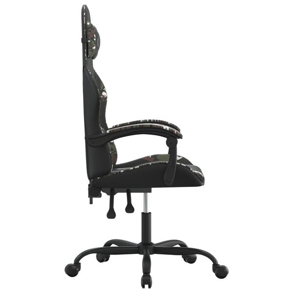 vidaXL Gaming Chair Black and Camouflage Faux Leather