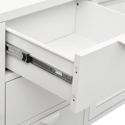 vidaXL Sideboard White 41.3"x13.8"x27.6" Steel and Tempered Glass